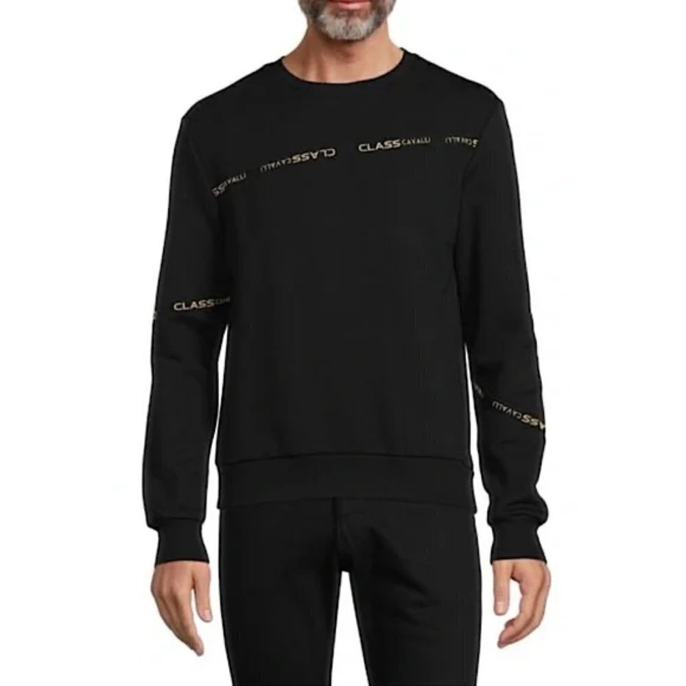 🆕 CAVALLI CLASS Logo Crewneck Sweatshirt size large